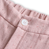 Chic Weicher Rosa Tweed-Anzug s Feminimim Krojem i Perlenastrom
