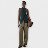 Hannah - Plavi Halter Neck Top s Izrezom na Leđima