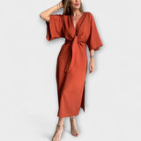 Aurora - Ležerna haljina s V-izrezom i mašnom