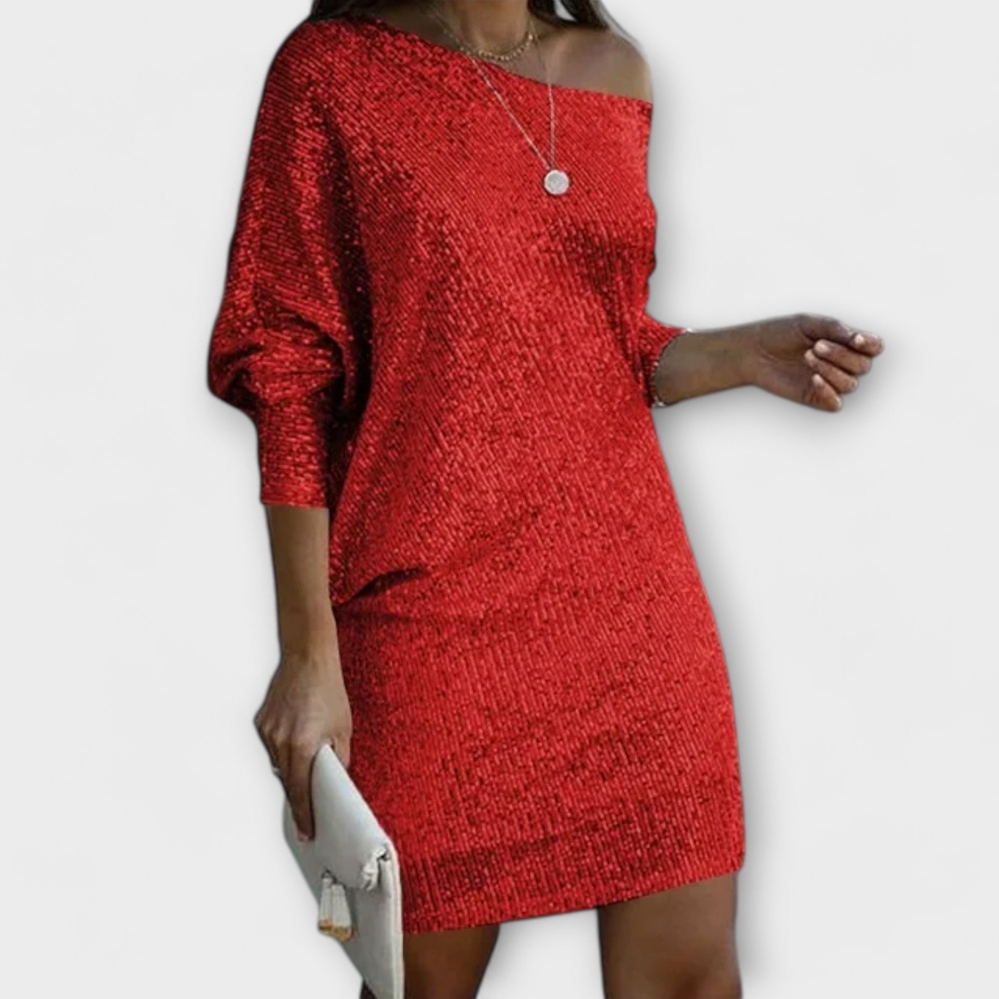 Haljina za zabavu s šljokicama i kontrastom