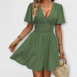 Winslet - Haljina s nabranim strukom i V-izrezom