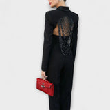 Noa - Crni Blazer Set s Perlama