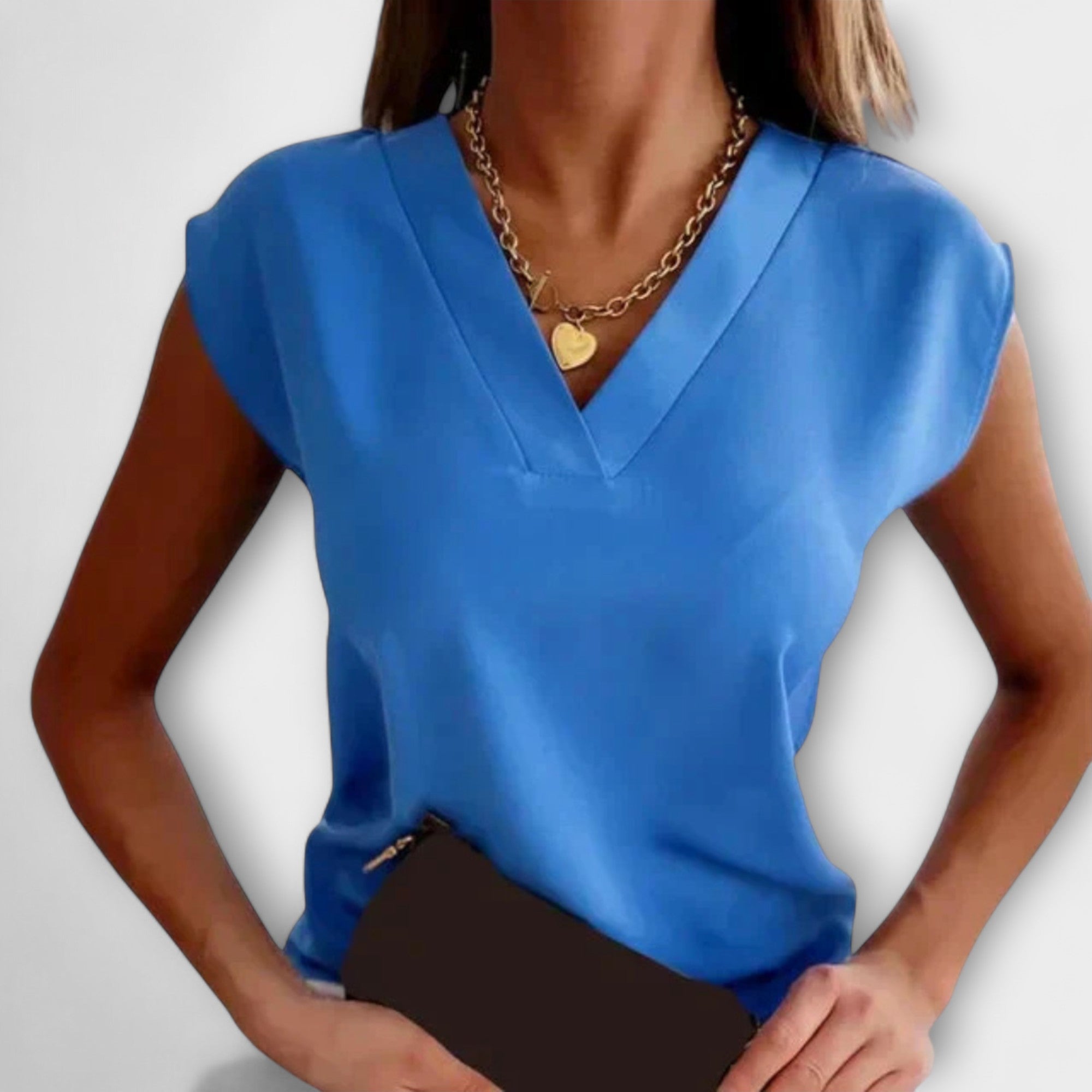 Ženski ljetni top s V-izrezom i širokim rukavima