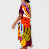 Aurora - Ležerna haljina s raznobojnim uzorkom lišća