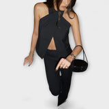 Lipanj - Crisscross Halter Neck Top