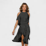 Madonna - Elegantna haljina s modernim izrezom na ramenima