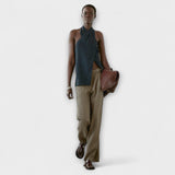 Hannah - Plavi Halter Neck Top s Izrezom na Leđima