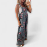 Bethany - Cvjetni uzorak široke traper kombinezonske hlače