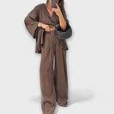 Aurora - Ležerna V-izrez majica i hlače duo