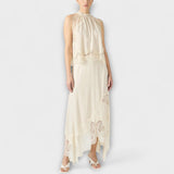 Kaia - Satin bluzica s čipkastim detaljima i plisiranim izrezom u setu