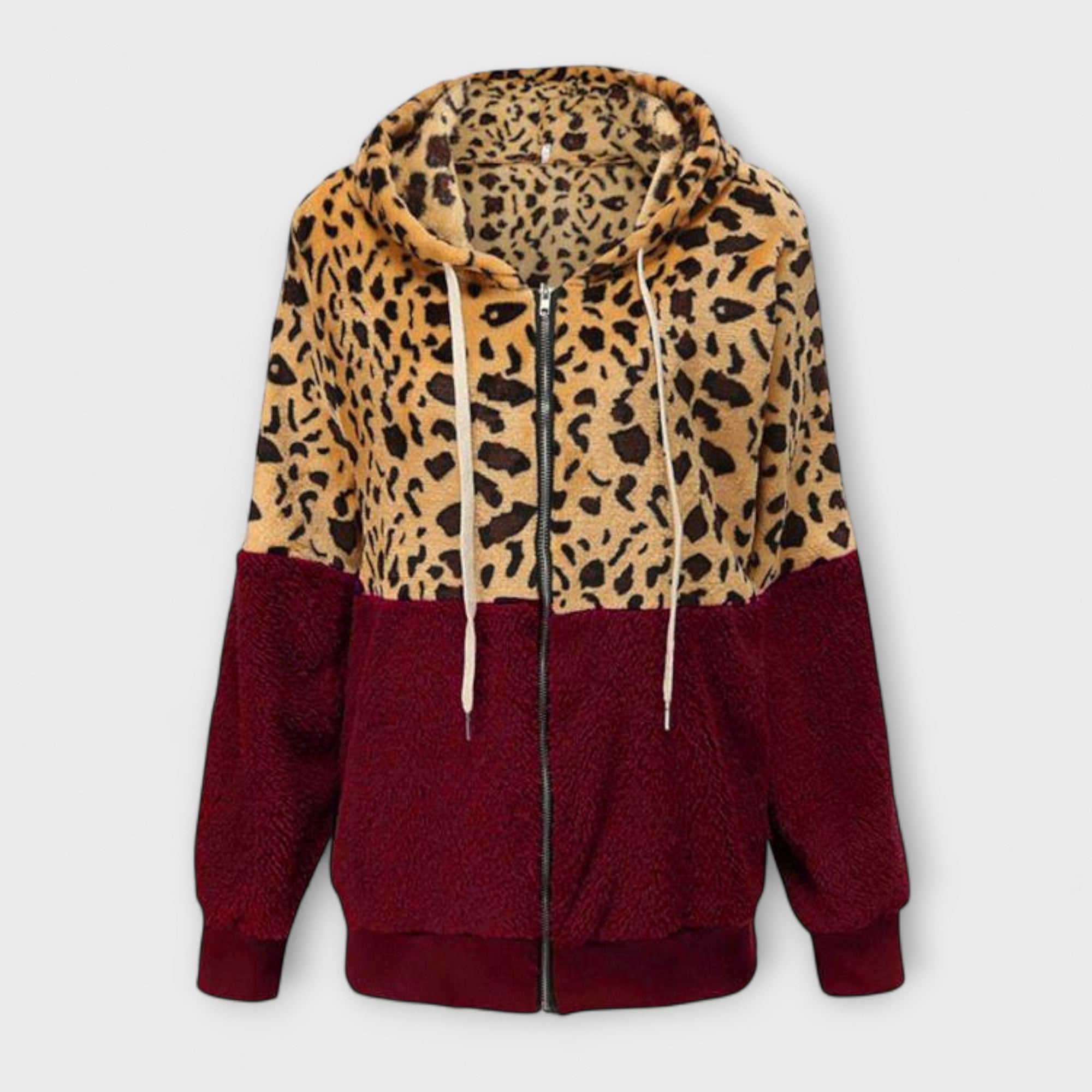 Aurora - Fleece dukserica s kapuljačom i leopard uzorkom