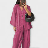 Aurora - Ležerna V-izrez majica i hlače duo