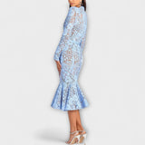 Freya - Elegantna Midi Haljina od Cvjetne Čipke