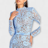 Freya - Elegantna Midi Haljina od Cvjetne Čipke