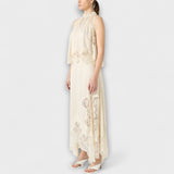 Kaia - Satin bluzica s čipkastim detaljima i plisiranim izrezom u setu