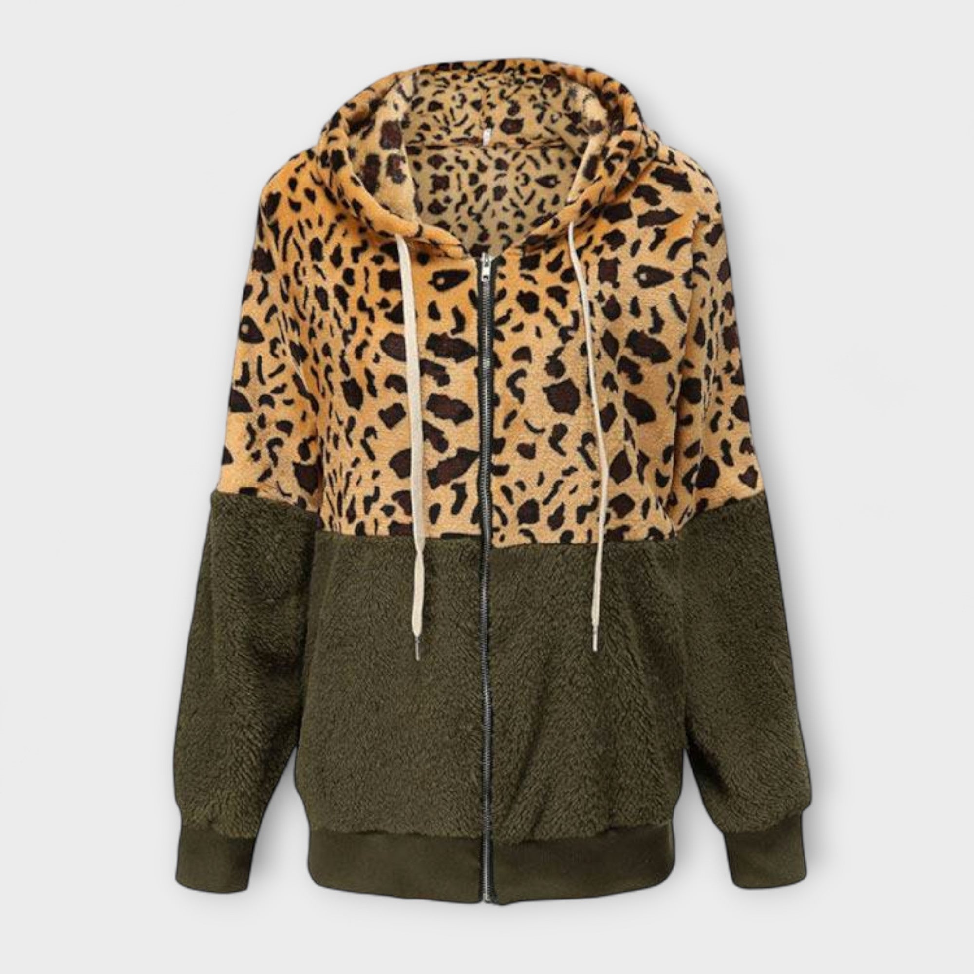 Aurora - Fleece dukserica s kapuljačom i leopard uzorkom