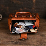 Florina - Kožna torba s gravurom i cvjetnim uzorkom