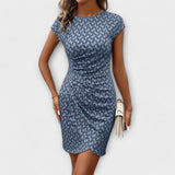 Emma - Kratkodlaka haljina s tulipanima s cjelovitom printom