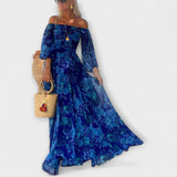 Juniper - Cvjetna Off-Shoulder Smocked Max haljina