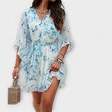 Aurora - Ženska midi haljina s cvjetnim uzorkom