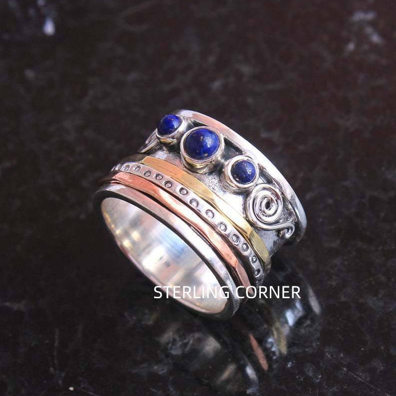 Boemski safirni meditacijski prsten