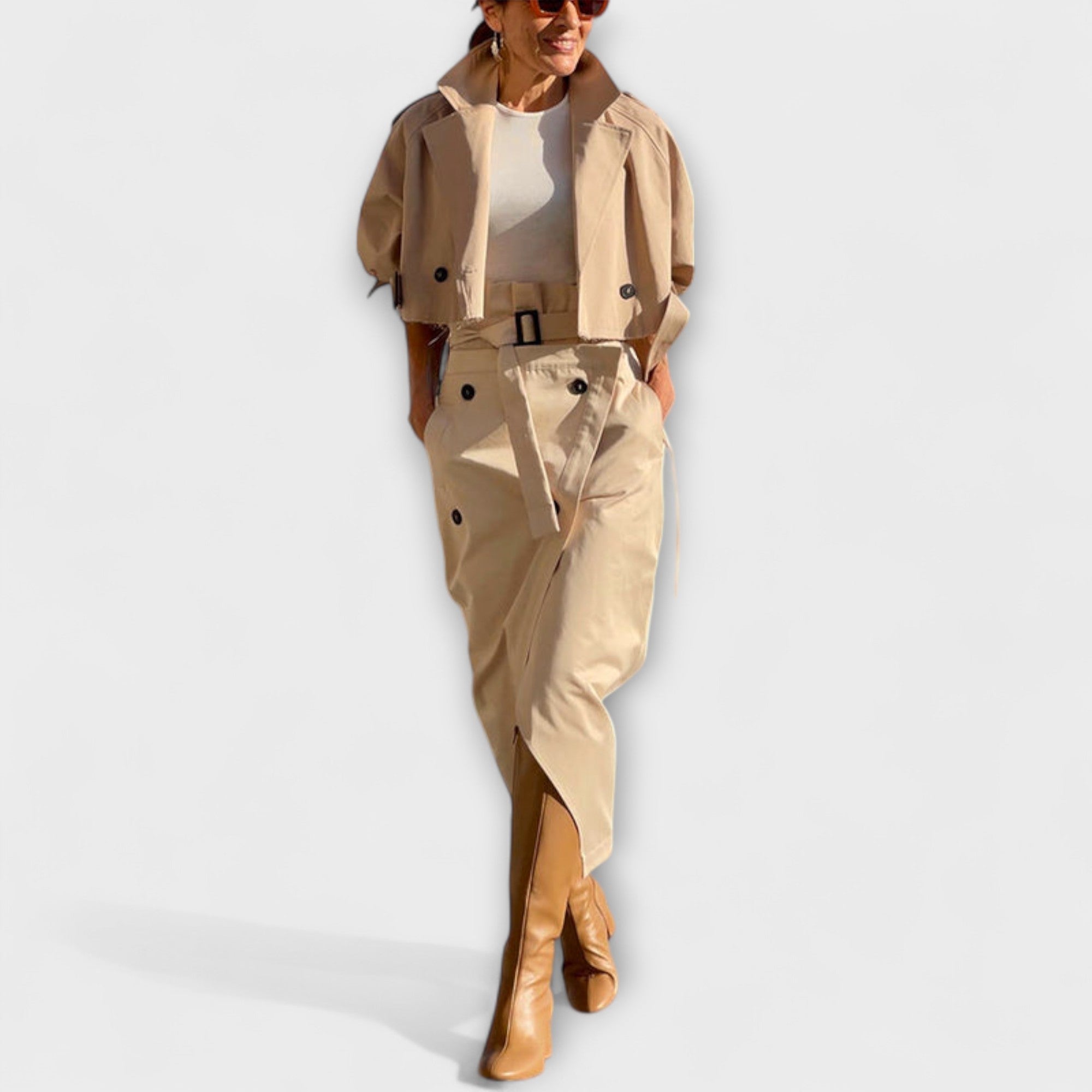 Aurora - Elegantna jakna midi suknja s džepovima