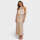 Elegantna Halter-Max haljina u ljetnoj žutoj boji