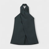 Hannah - Plavi Halter Neck Top s Izrezom na Leđima