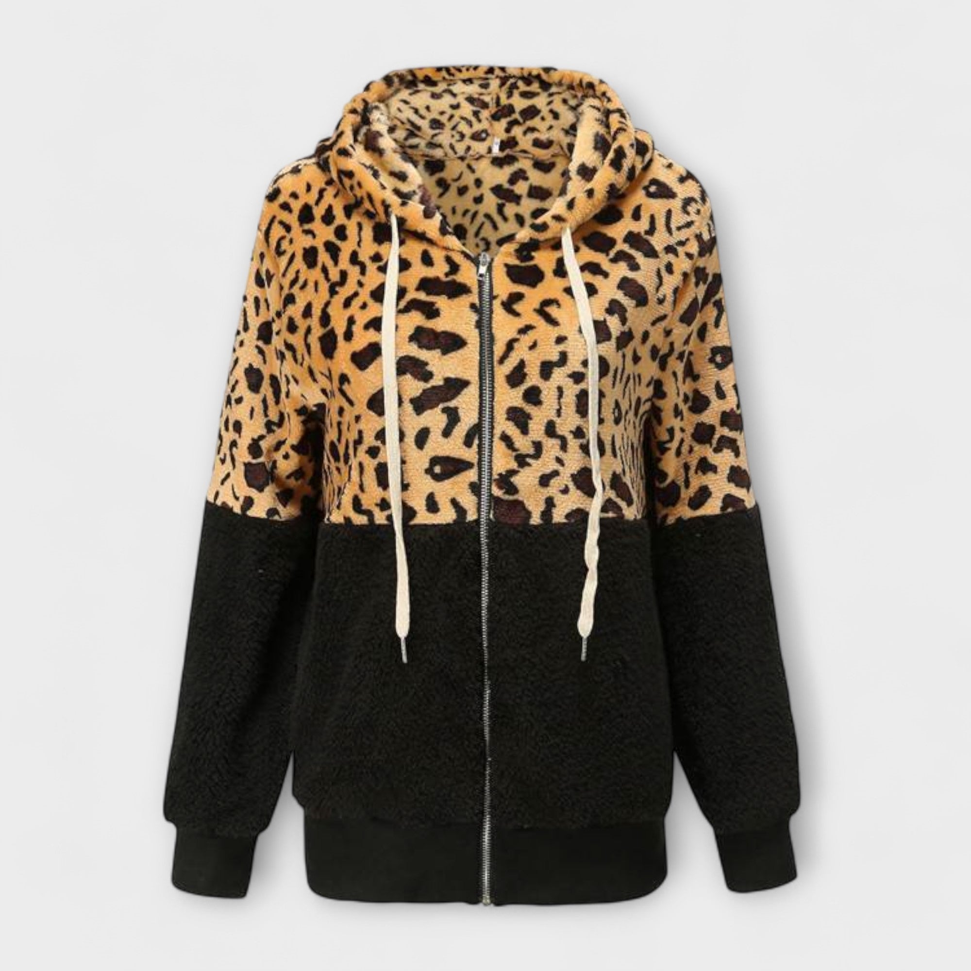 Aurora - Fleece dukserica s kapuljačom i leopard uzorkom