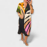 Aurora - Ležerna haljina s raznobojnim uzorkom lišća