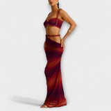 Jane - Chic Gradient Pletenica Crop Top & Overskirt Duo