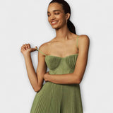 Marilyn - Faltenjak Midi Haljina od Tila s Bustier Dizajnom