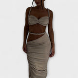 Jane - Šik Gradient Pleteni Crop Top & Overskirt Duo