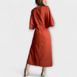 Aurora - Ležerna haljina s V-izrezom i mašnom