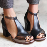 Anyao™ Elegantne Visoke Potpetice s Otvorenim Prstima u Crnom Patchworku – Savršene za Svaku Prigodu