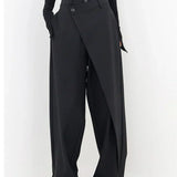 Leja - Hlače s širokim nogavicama i složenim gumbima za žene