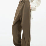 Leja - Hlače s širokim nogavicama i složenim gumbima za žene