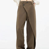 Leja - Hlače s širokim nogavicama i složenim gumbima za žene