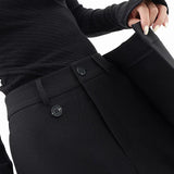 Leja - Hlače s širokim nogavicama i složenim gumbima za žene