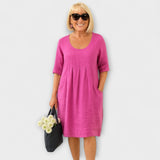 Marley - Ležerna haljina od lana s džepovima