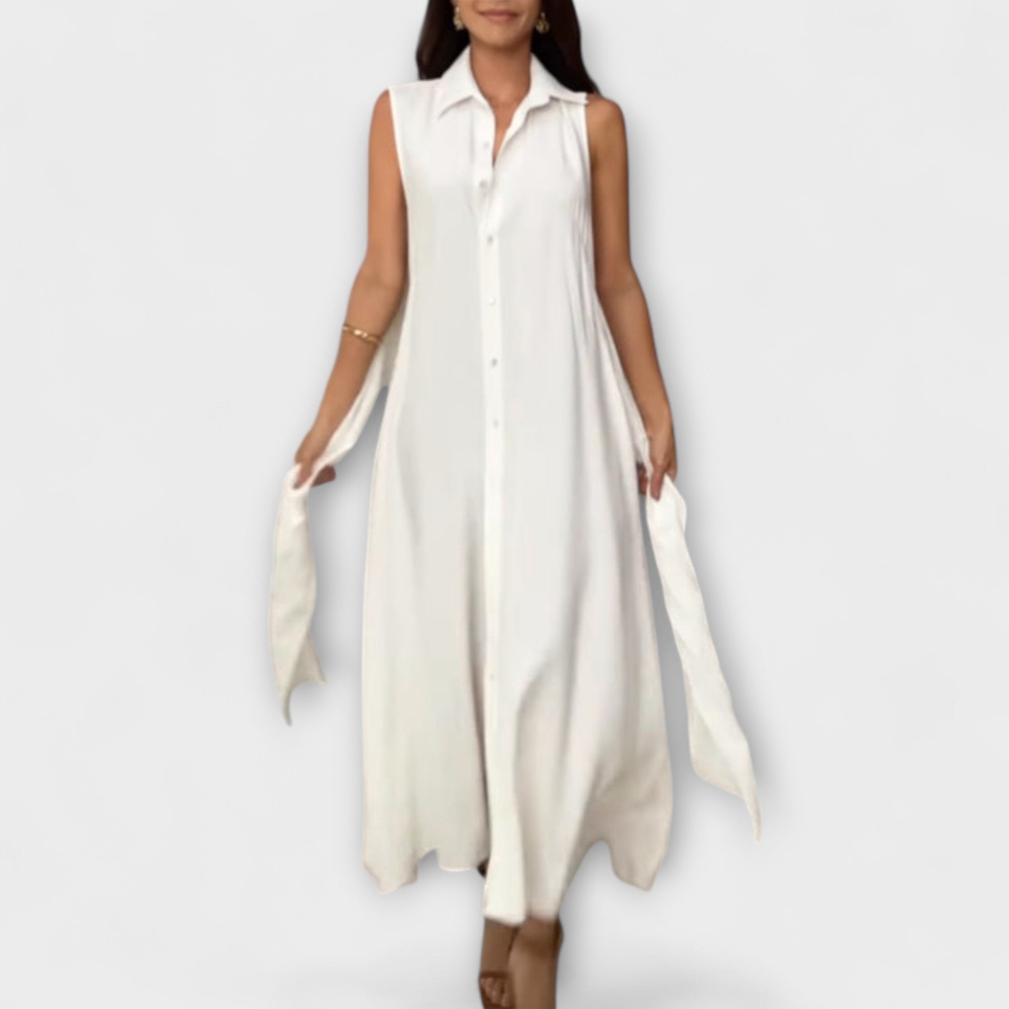 Aurora - Upadljivo, jedno-rebrasto midi haljina s detaljem vezanja