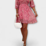 Aurora Cvjetna Haljina s Balon Rukavima za Dame