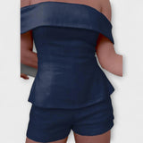 Olivia - Bijeli pamuk-lineni dvodijelni set