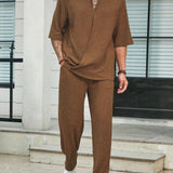 Ležerna košulja s dugim rukavima i hlače za muškarce