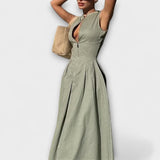 Haljina bez rukava s plisiranjem, midi