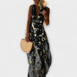 Duga haljina s V-izrezom i detaljima od šljokica