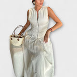 Haljina bez rukava s plisiranjem, midi