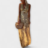 Duga haljina s V-izrezom i detaljima od šljokica