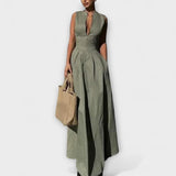 Haljina bez rukava s plisiranjem, midi