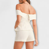 Olivia - Bijeli pamuk-lineni dvodijelni set